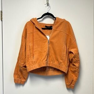 Corduroy cropped zip up